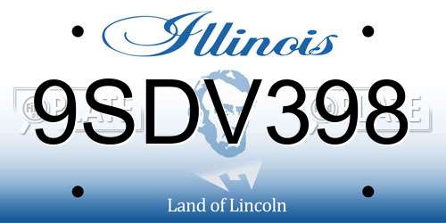 9SDV398 Illinois License Plate