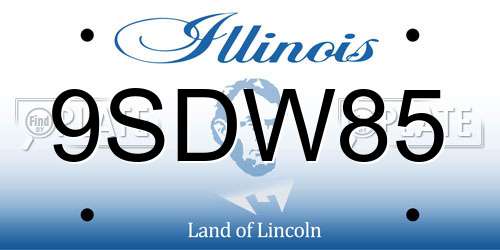 9SDW85 Illinois License Plate