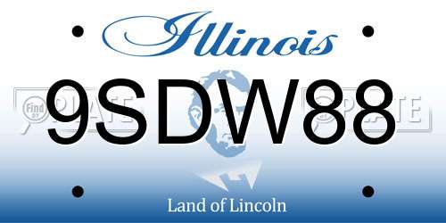 9SDW88 Illinois License Plate