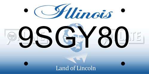 9SGY80 Illinois License Plate