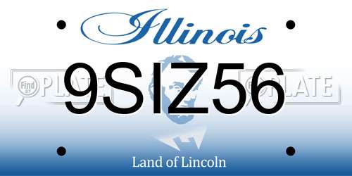 9SIZ56 Illinois License Plate