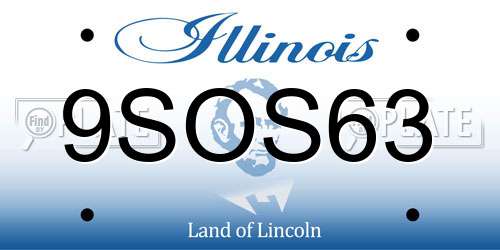 9SOS63 Illinois License Plate