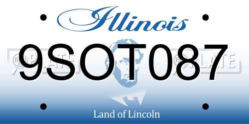 9SOT087 Illinois License Plate