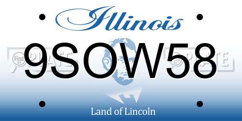 9SOW58 Illinois License Plate
