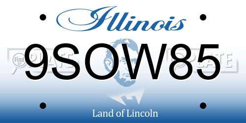 9SOW85 Illinois License Plate