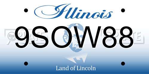 9SOW88 Illinois License Plate