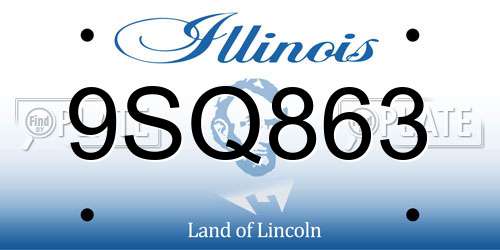 9SQ863 Illinois License Plate