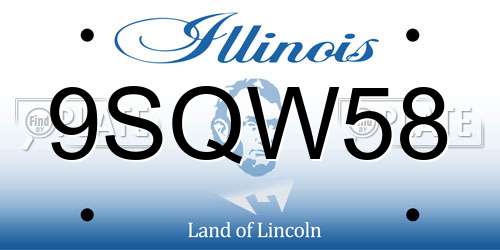 9SQW58 Illinois License Plate