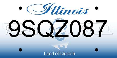 9SQZ087 Illinois License Plate