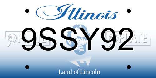9SSY92 Illinois License Plate