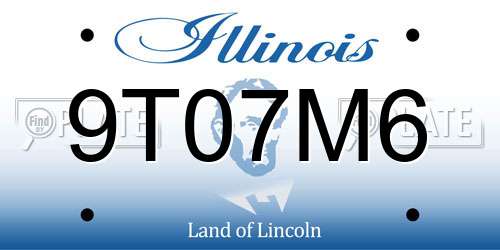 9T07M6 Illinois License Plate