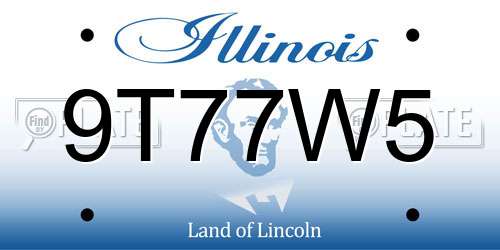 9T77W5 Illinois License Plate