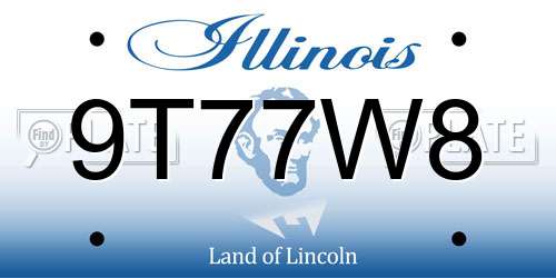 9T77W8 Illinois License Plate
