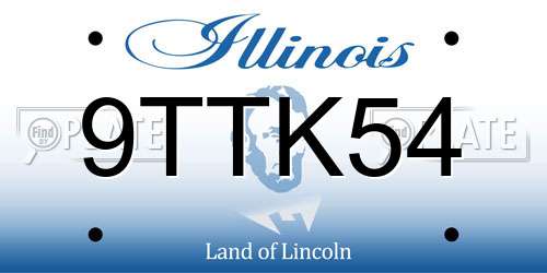 9TTK54 Illinois License Plate