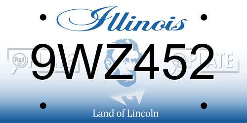 9WZ452 Illinois License Plate