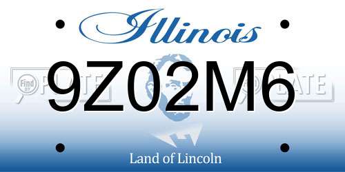 9Z02M6 Illinois License Plate
