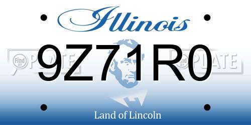 9Z71R0 Illinois License Plate