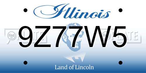 9Z77W5 Illinois License Plate