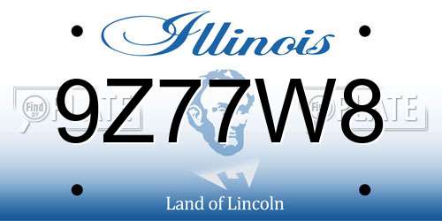 9Z77W8 Illinois License Plate