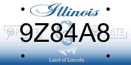 9Z84A8 Illinois License Plate