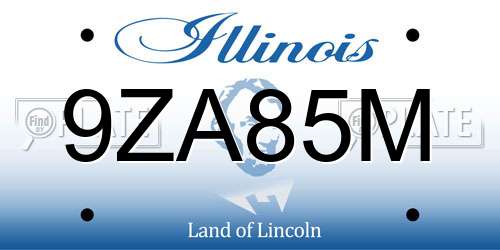 9ZA85M Illinois License Plate