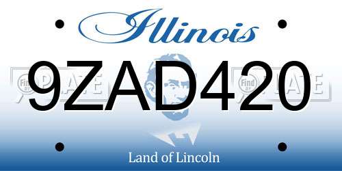 9ZAD420 Illinois License Plate