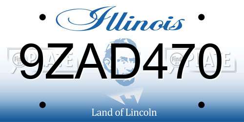 9ZAD470 Illinois License Plate