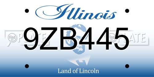 9ZB445 Illinois License Plate