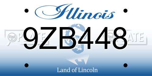 9ZB448 Illinois License Plate