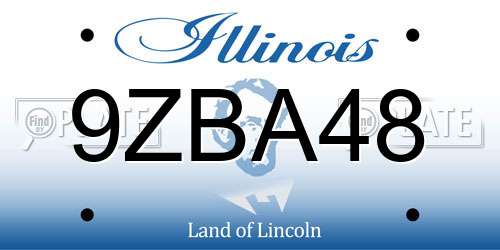 9ZBA48 Illinois License Plate