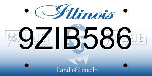9ZIB586 Illinois License Plate