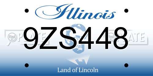 9ZS448 Illinois License Plate