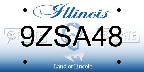 9ZSA48 Illinois License Plate