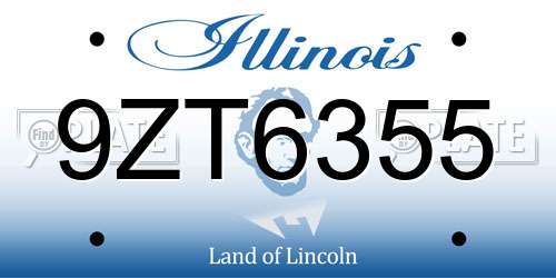 9ZT6355 Illinois License Plate