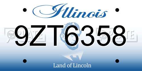 9ZT6358 Illinois License Plate