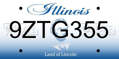 9ZTG355 Illinois License Plate