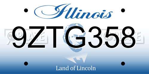 9ZTG358 Illinois License Plate