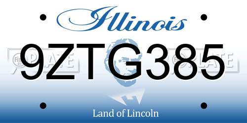 9ZTG385 Illinois License Plate