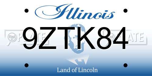 9ZTK84 Illinois License Plate