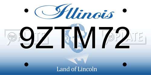 9ZTM72 Illinois License Plate