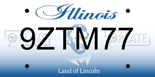 9ZTM77 Illinois License Plate