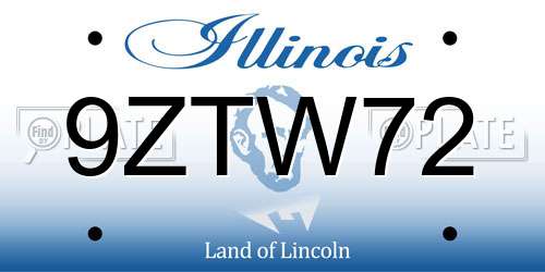 9ZTW72 Illinois License Plate