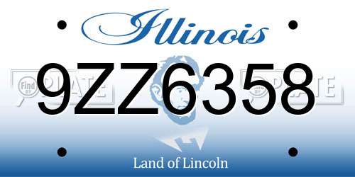 9ZZ6358 Illinois License Plate