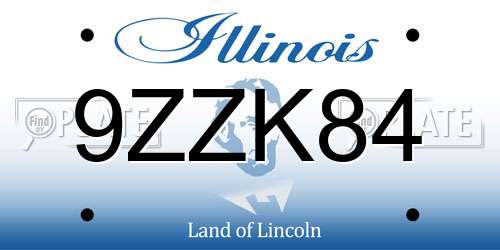 9ZZK84 Illinois License Plate