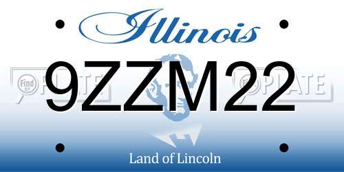 9ZZM22 Illinois License Plate