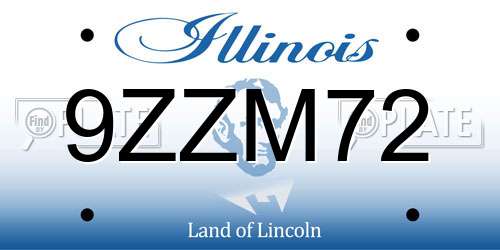 9ZZM72 Illinois License Plate