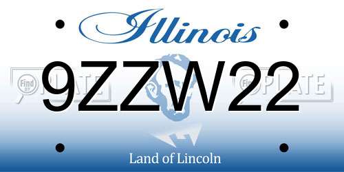 9ZZW22 Illinois License Plate