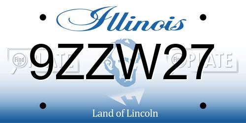 9ZZW27 Illinois License Plate