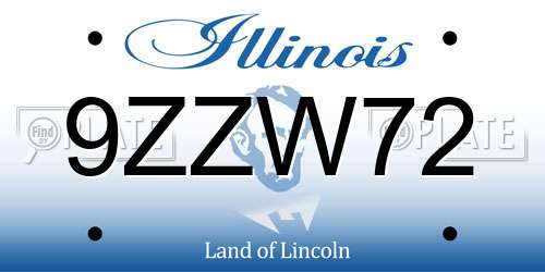 9ZZW72 Illinois License Plate