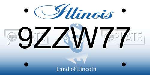 9ZZW77 Illinois License Plate